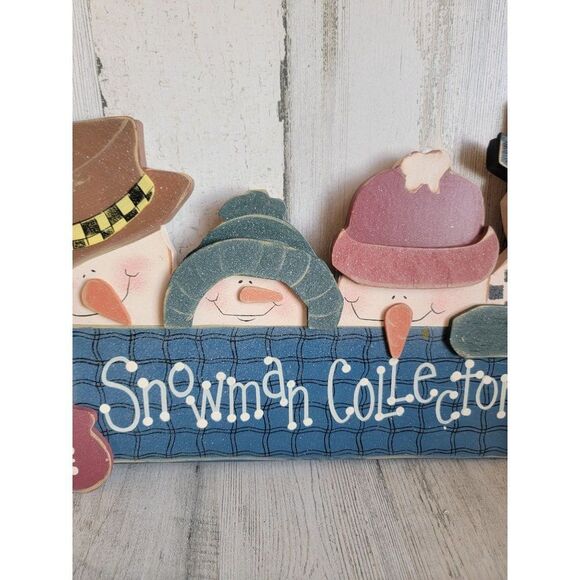 Wooden snowman collector sign family snowflake vintage rustic wall decor - Picture 3 of 8